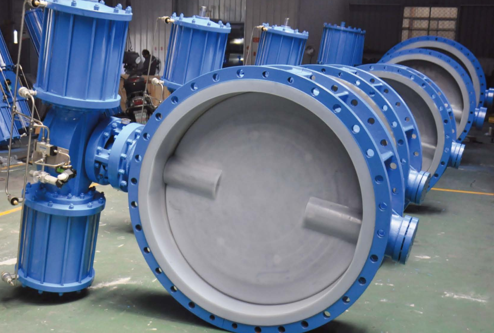 氣動撥叉式雙作用AW氣動鋼襯四氟蝶閥定制DN800(图1) 氣動撥叉式雙作用AW氣動鋼襯四氟蝶閥定制DN800