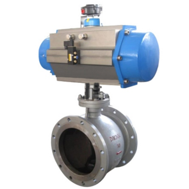 Pneumatic side mounted eccentric hemispherical valve