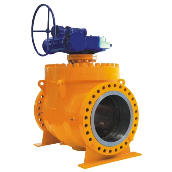 Integrated ball valve with worm gear and worm gear installation